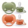 Philips Avent Ultra Soft SCF093/01 Ορθοδοντική Πιπίλα Σιλικόνης Χακί-Πορτοκαλί 18m+ 2τεμ.