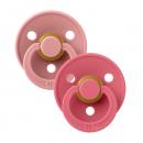 Bibs Colour Natural Rubber Round Size 1 Πιπίλες Καουτσούκ Στρογγυλές 0+m Dusty Pink/Coral 2τμχ