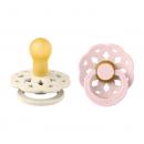 Bibs Boheme Natural Rubber Round Size 1 Πιπίλες Καουτσούκ Στρογγυλές 0+m Ivory/Blossom 2τμχ