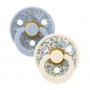 Bibs Liberty Colour Natural Rubber Round Size 2 Πιπίλες Σιλικόνης Καουτσούκ Στρογγυλές 6+m Eloise Dusty Blue Mix 2τμχ