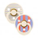 Bibs Colour Natural Rubber Round Size 2 Πιπίλες Καουτσούκ Στρογγυλές 6+m Pin Ivory Hush Mix 2τμχ