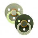 Bibs Colour Natural Rubber Round Size 2 Πιπίλες Καουτσούκ Στρογγυλές 6+m Fusion Sage/Hunter Green 2τμχ
