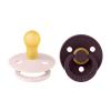 Bibs Colour Natural Rubber Round Size 1 Πιπίλες Καουτσούκ Στρογγυλές 0+m Petal/Plum 2τμχ