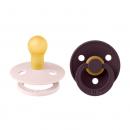 Bibs Colour Natural Rubber Round Size 1 Πιπίλες Καουτσούκ Στρογγυλές 0+m Petal/Plum 2τμχ