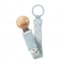 Bibs Pacifier Clip Braided Baby Blue/Ivory Κλιπ Πιπίλας Πλεκτό Γαλάζιο/Άσπρο 1τμχ