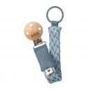 Bibs Pacifier Clip Braided Petrol/Baby Blue Κλιπ Πιπίλας Πλεκτό Μπλε/Γαλάζιο 1τμχ