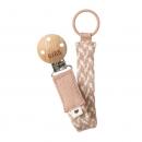 Bibs Pacifier Clip Braided Blush/Ivory Κλιπ Πιπίλας Πλεκτό Ροζ/Άσπρο 1τμχ
