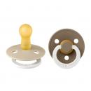 Bibs Colour Glow Natural Rubber Round Size 2 Πιπίλες Καουτσούκ Στρογγυλές Νύχτας 6+m Vanilla/Dark Oak 2τμχ