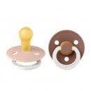 Bibs Colour Glow Natural Rubber Round Size 2 Πιπίλες Καουτσούκ Στρογγυλές Νύχτας 6+m Blush/Woodchuck 2τμχ