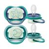 Philips Avent Ultra Air Nighttime Ορθοδοντικές Πιπίλες Σιλικόνης Νύχτας Φεγγάρι-Αστέρι Μπλε 6-18m 2τμχ