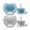 Philips Avent Ultra Soft Ορθοδοντικές Πιπίλες Σιλικόνης Μπλε-Γκρι 6-18m 2τμχ