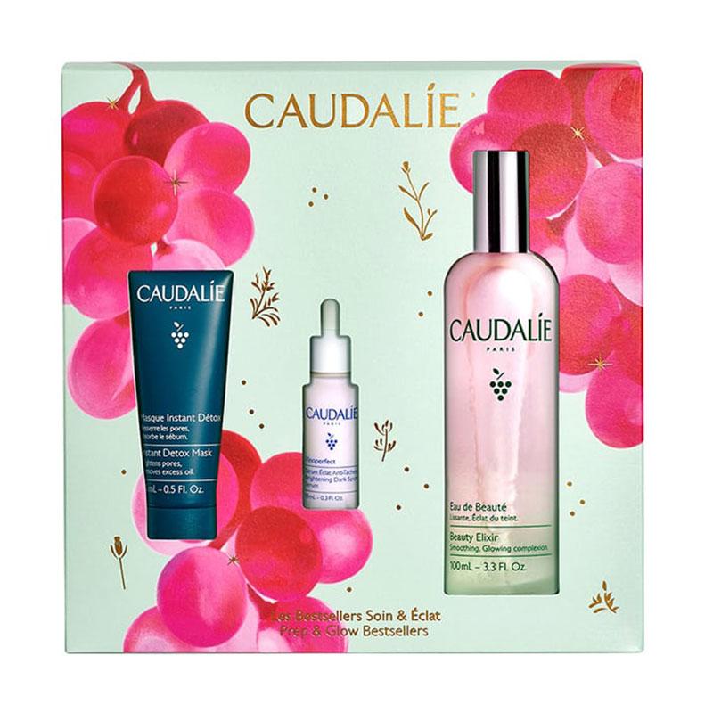 Caudalie Set Prep 7 Glow Bestsellers Instant Detox Mask 15ml Brightening Dark Spot Serum 10ml & Beauty Elixir 100ml