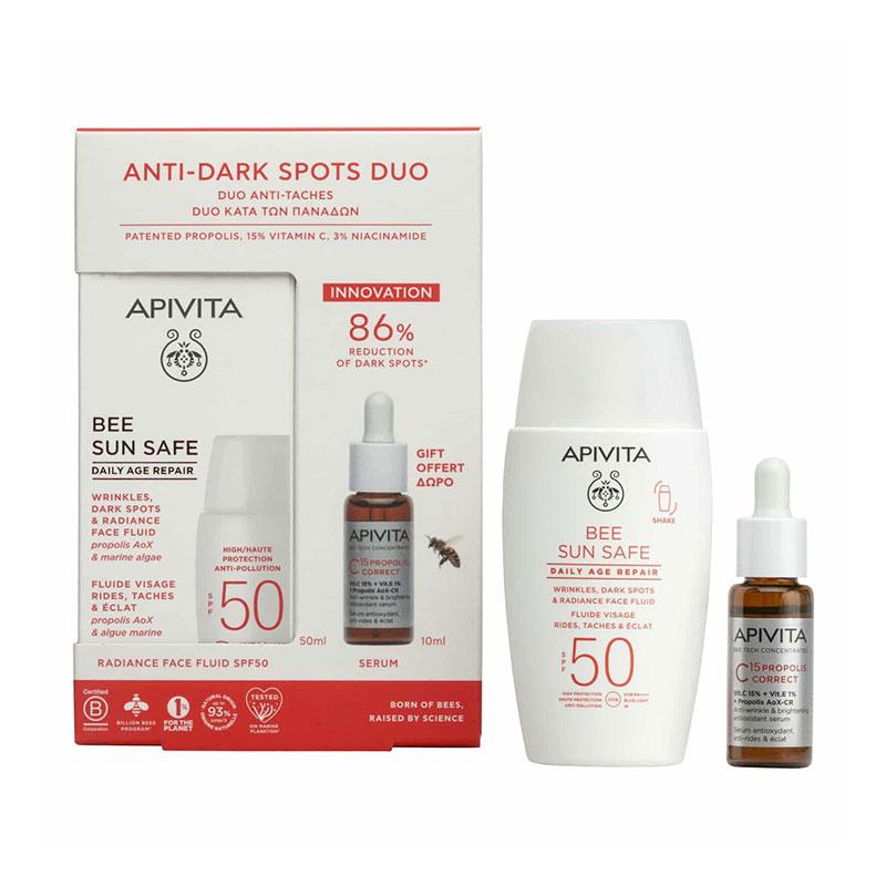Apivita Bee Sun Safe Daily Age Repair Λεπτόρρευστη Κρέμα Προσώπου για Ρυτίδες & Πανάδες Spf50 50ml & Δώρο C15 Propolis  Corre...