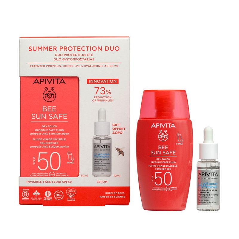 Apivita Promo Bee Sun Safe Dry Touch Λεπτόρευστη Αντηλιακή Κρέμα Προσώπου Spf50 50ml & Δώρο HA5 Honey Repair Serum 10ml