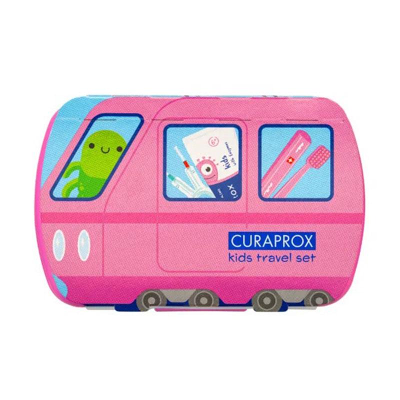 Curaprox Kids Travel Set Ροζ με Οδοντόβουρτσα Ταξιδίου 1 τμχ & Οδοντόκρεμα Καρπούζι 10ml & Μεσοδόντια Βουρτσάκια 2 τμχ