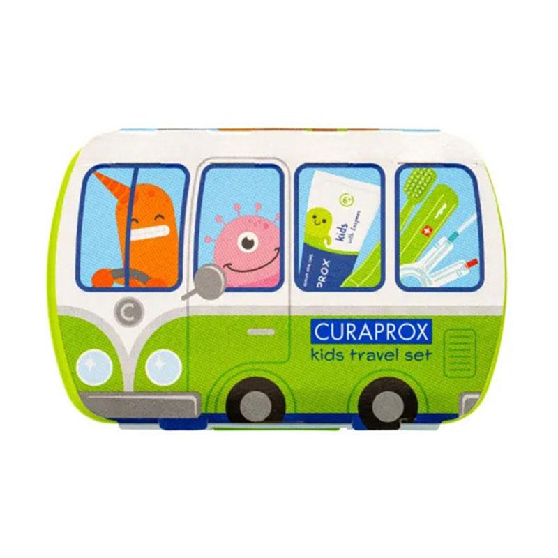 Curaprox Kids Travel Set Πράσινο με Οδοντόβουρτσα Ταξιδίου 1 τμχ & Οδοντόκρεμα Μέντα 10ml & Μεσοδόντια Βουρτσάκια 2 τμχ