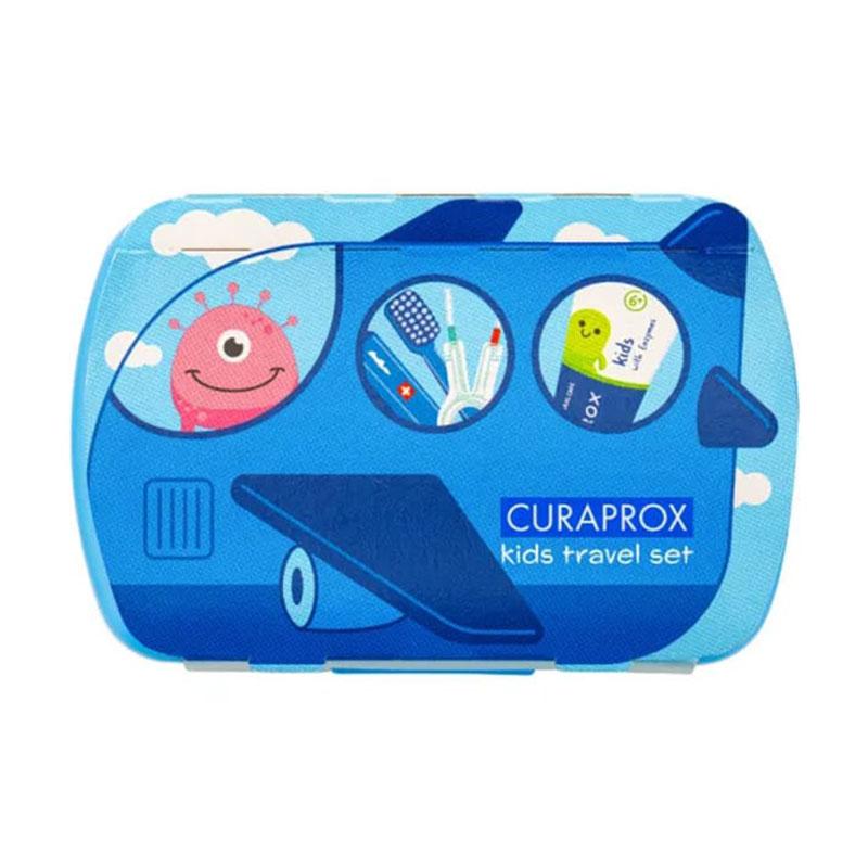 Curaprox Kids Travel Set Γαλάζιο με Οδοντόβουρτσα Ταξιδίου 1 τμχ & Οδοντόκρεμα Μέντα 10ml & Μεσοδόντια Βουρτσάκια 2 τμχ