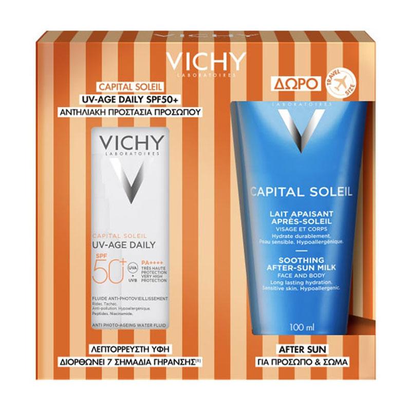 Vichy Promo Capital Soleil Uv Age Daily Αντηλιακό Προσώπου Spf50+ 50ml & Δώρο After Sun 100ml