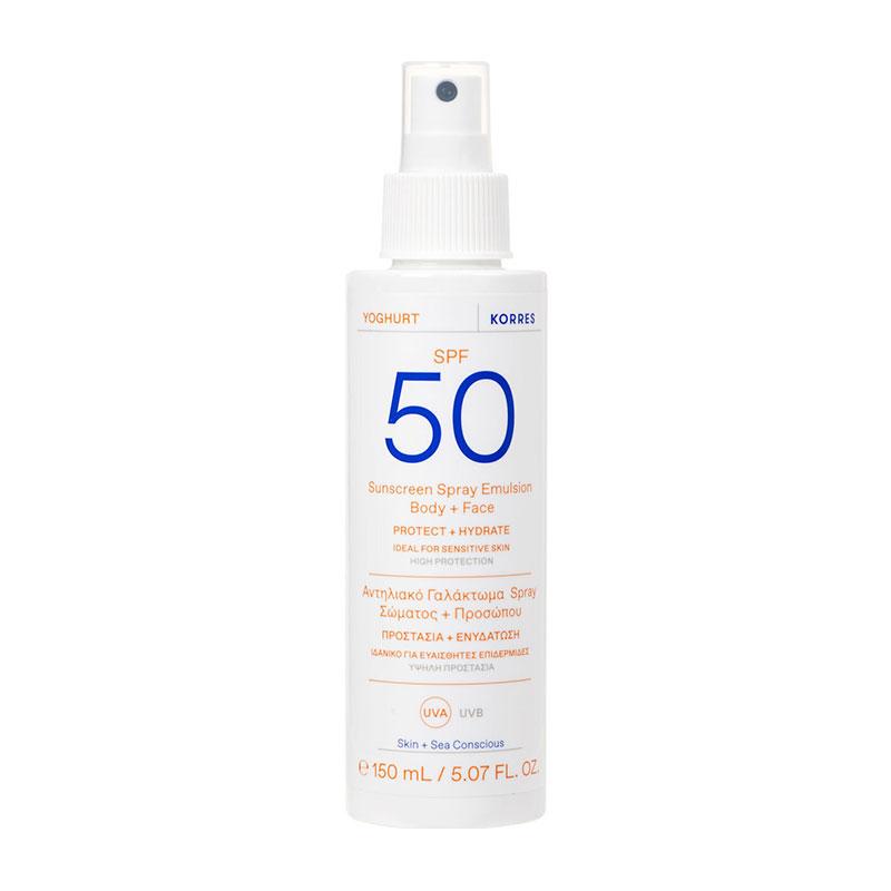 Korres Yoghurt Αντηλιακό Γαλάκτωμα Spray Σώματος & Προσώπου Spf50+ 150ml