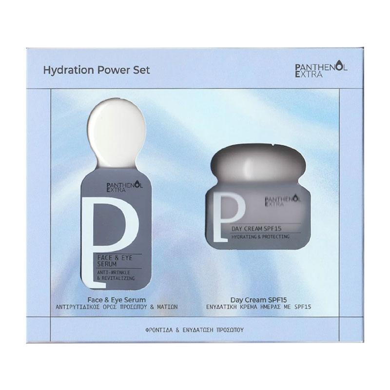 Panthenol Extra Hydration Power Set Αντιρυτιδικός Ορός Προσώπου & Ματιών 30ml & Ενυδατική Κρέμα Ημέρας SPF15 50ml
