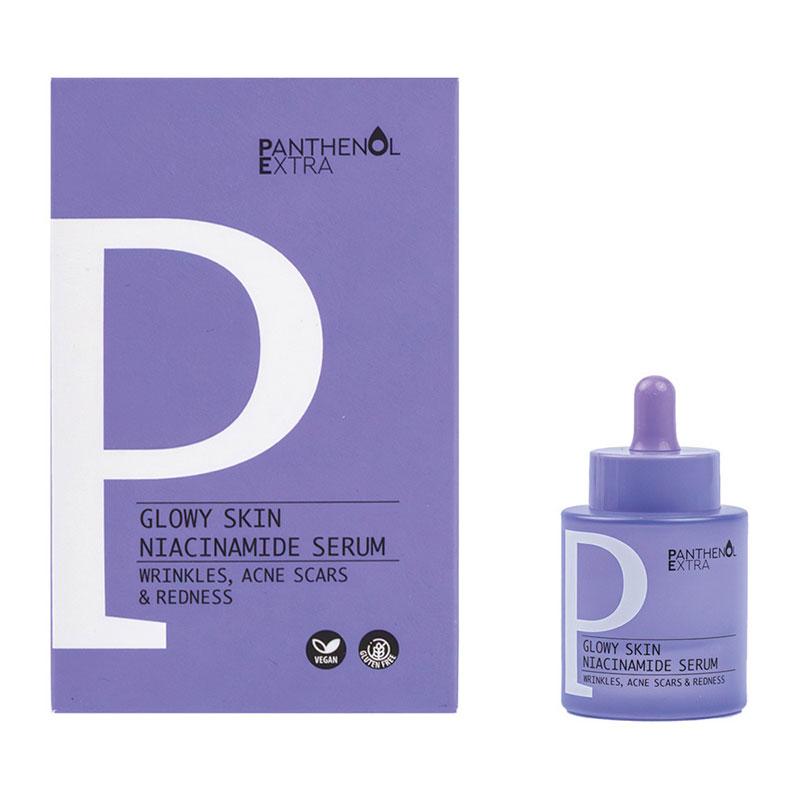 Panthenol Extra Glowy Skin Niacinamide Serum Ισχυρός Ορός Λάμψης με 4% Νιασιναμίδη & Υαλουρονικό Οξύ 30ml
