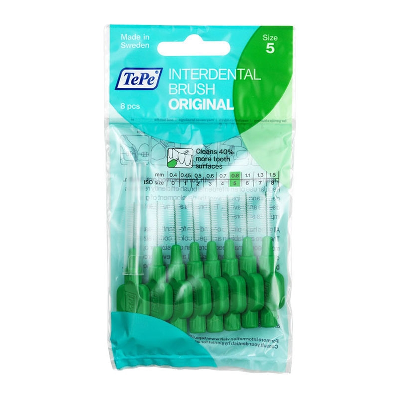 Tepe Interdental Brush Original Fine No5 0.80mm Πράσινο Μεσοδόντια Βουρτσάκια 8τεμ.