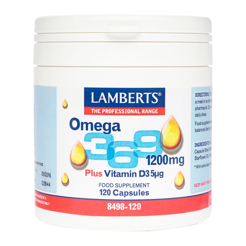 Lamberts Omega 3-6-9 1200mg + Vitamin D3 5μg 120caps