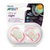 Philips Avent Ultra Air Night SCF376/22 Ορθοδοντική Πιπίλα Σιλικόνης για Κορίτσι Ροζ 6-18m 2τεμ.