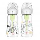 Dr. Brown's Natural Flow Options+ Anti-Colic Μπιμπερό Πλαστικό με Φαρδύ Λαιμό Ωκεανός 2x270ml