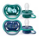 Philips Avent Ultra Air SCF349/18 Ορθοδοντική Πιπίλα Σιλικόνης Ελεφαντάκι-Hello 18m+ 2τεμ.